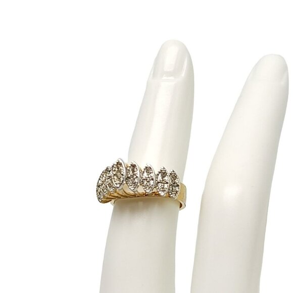 Vintage CCI Designer Gold Tone Clear Rhinestone Multi-Level Pyramid Ring Size 5 - Picture 3 of 6